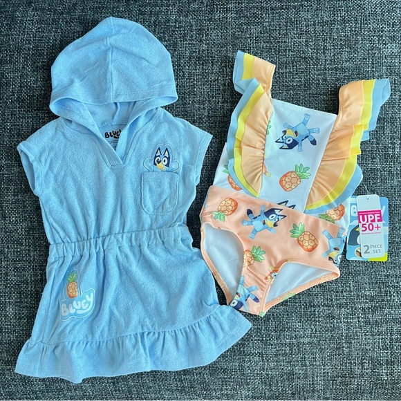 NWT Bluey Toddler Girls 2-Piece Cover Up and Swimsuit Set - Picture 1 of 15